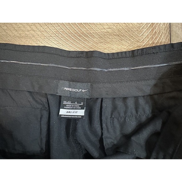 Nike Golf Dri Fit Pants Mens Size 34x32 Black Performance Tech Logo Pockets EUC - Picture 9 of 16